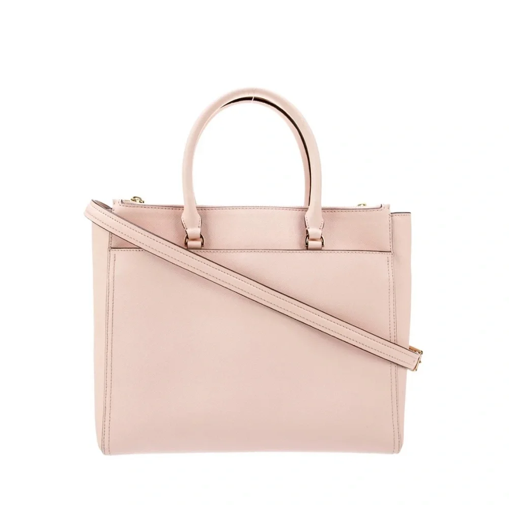 NWOT Tory Burch Saffiano Leather Pink Robinson double zip tote bag - Picture 3 of 16